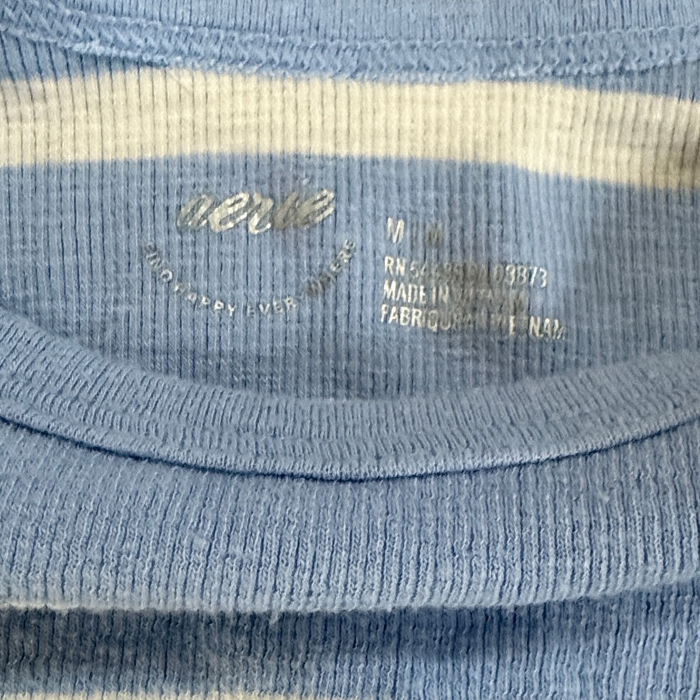 Aerie Light Blue and White Striped Crop Top - Picture 2 of 3